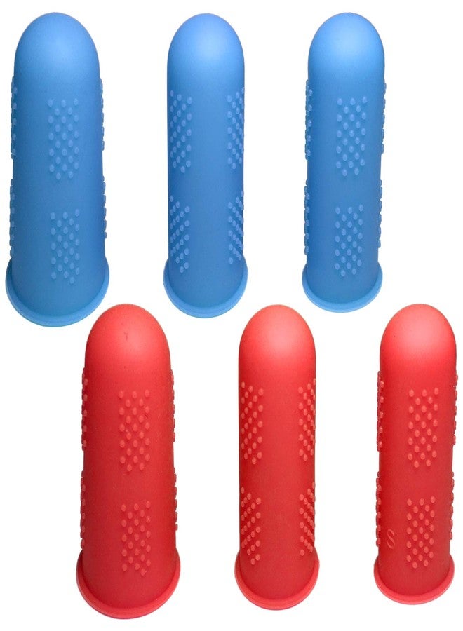 BEADNOVA Finger Cot Silicon Finger Gloves Protector for Electronic Repair Painting Jewelry Cleaning Crafting Industrial Apply (Pack of 6-3 Size, Blue & Red Color) - Image 1